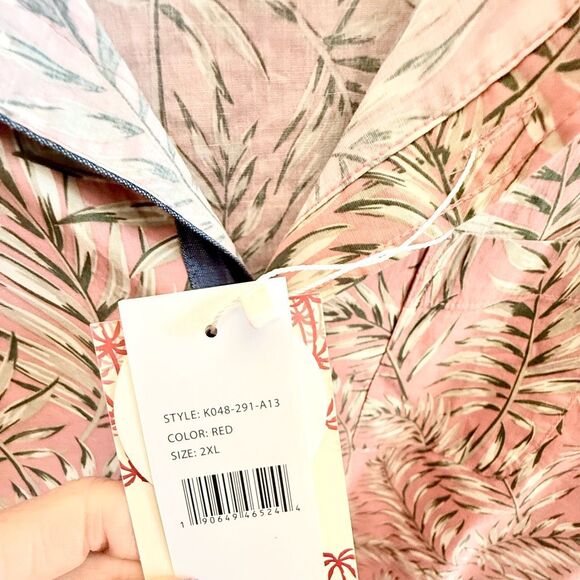 NWT Jachs NY short-sleeve button-up shirt with a tropical Hawaiian print.  Size - Picture 5 of 9